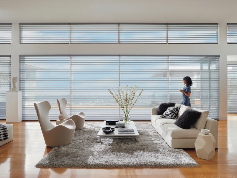 Living room with women in front of Silhouette